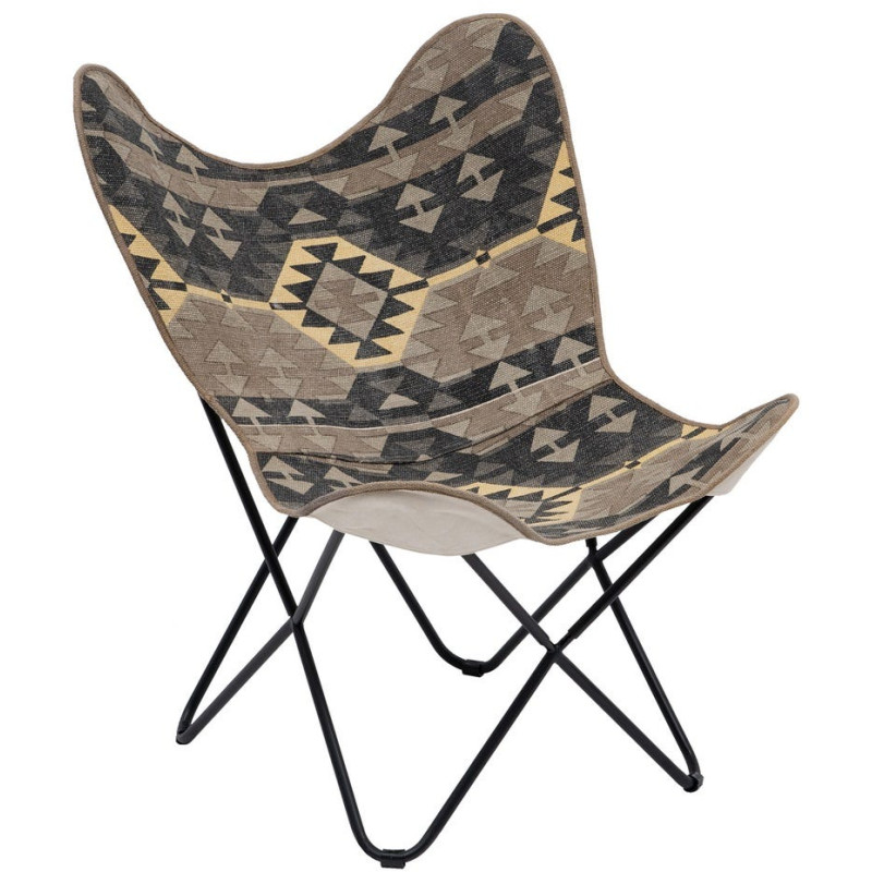 Fauteuil papillon taupe en coton 75x75x95 cm Esmarano Ixia - 1