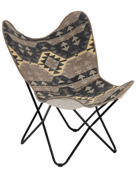 Fauteuil papillon taupe en coton 75x75x95 cm Esmarano Ixia - 1