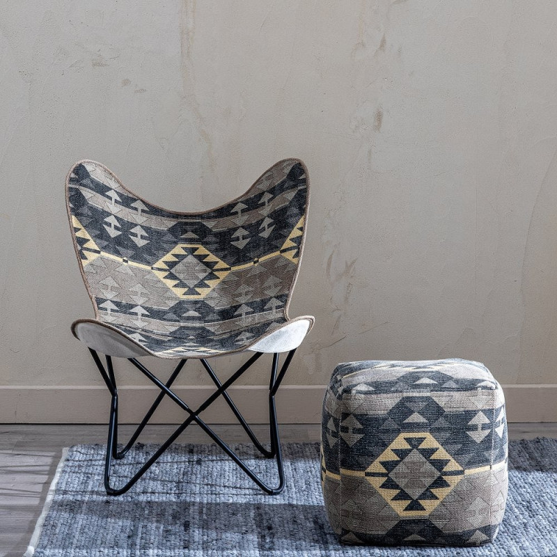 Fauteuil papillon taupe en coton 75x75x95 cm Esmarano Ixia - 2
