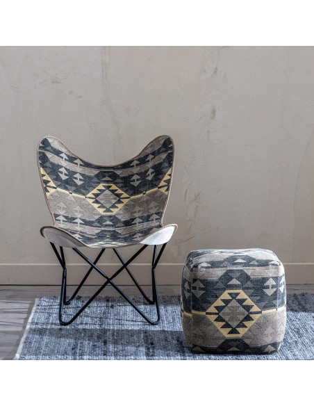Fauteuil papillon taupe en coton 75x75x95 cm Esmarano Ixia - 2