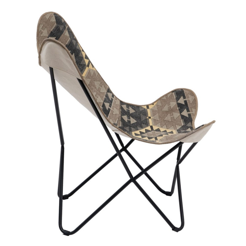 Fauteuil papillon taupe en coton 75x75x95 cm Esmarano Ixia - 3
