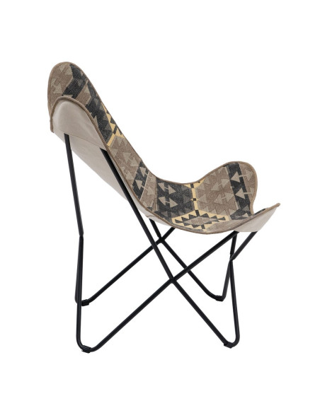 Fauteuil papillon taupe en coton 75x75x95 cm Esmarano Ixia - 3