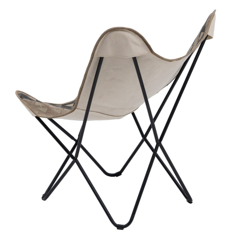 Fauteuil papillon taupe en coton 75x75x95 cm Esmarano Ixia - 4