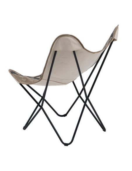 Fauteuil papillon taupe en coton 75x75x95 cm Esmarano Ixia - 4