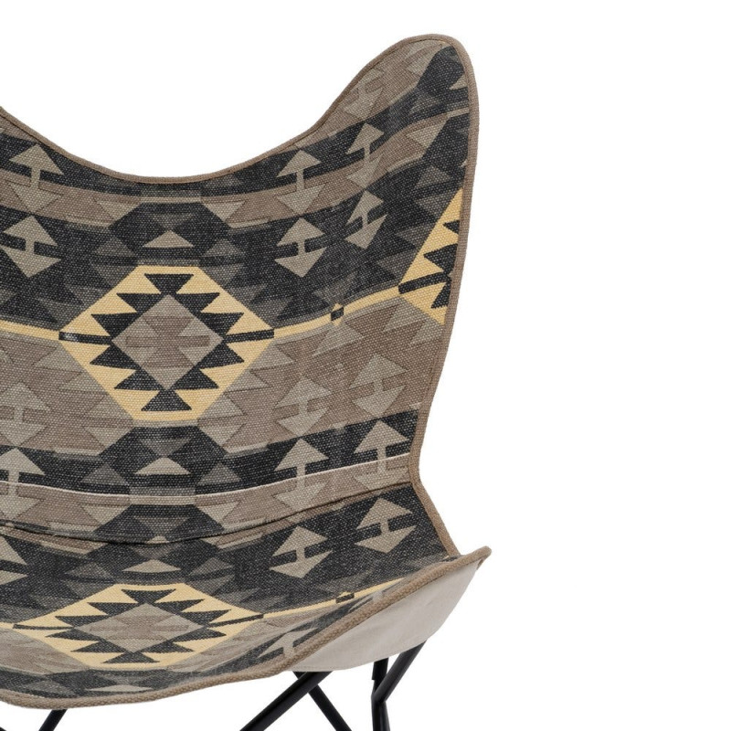 Fauteuil papillon taupe en coton 75x75x95 cm Esmarano Ixia - 5