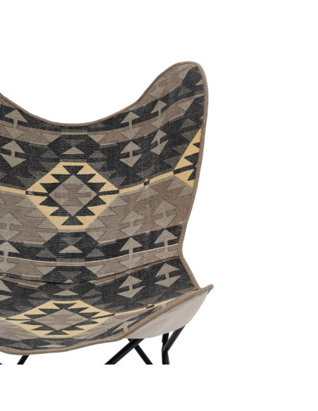 Fauteuil papillon taupe en coton 75x75x95 cm Esmarano Ixia - 5