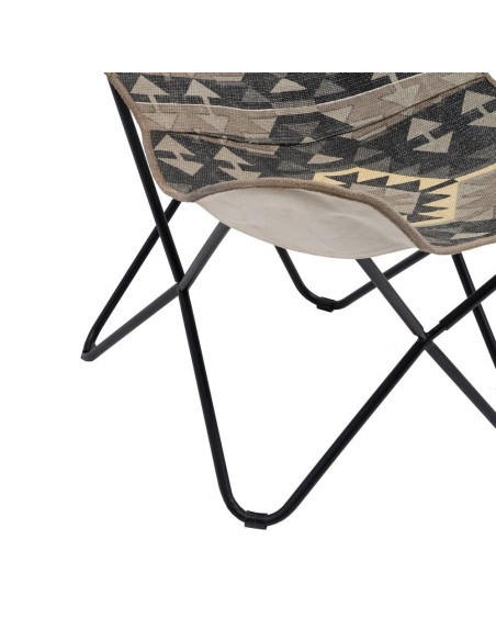 Fauteuil papillon taupe en coton 75x75x95 cm Esmarano Ixia - 9