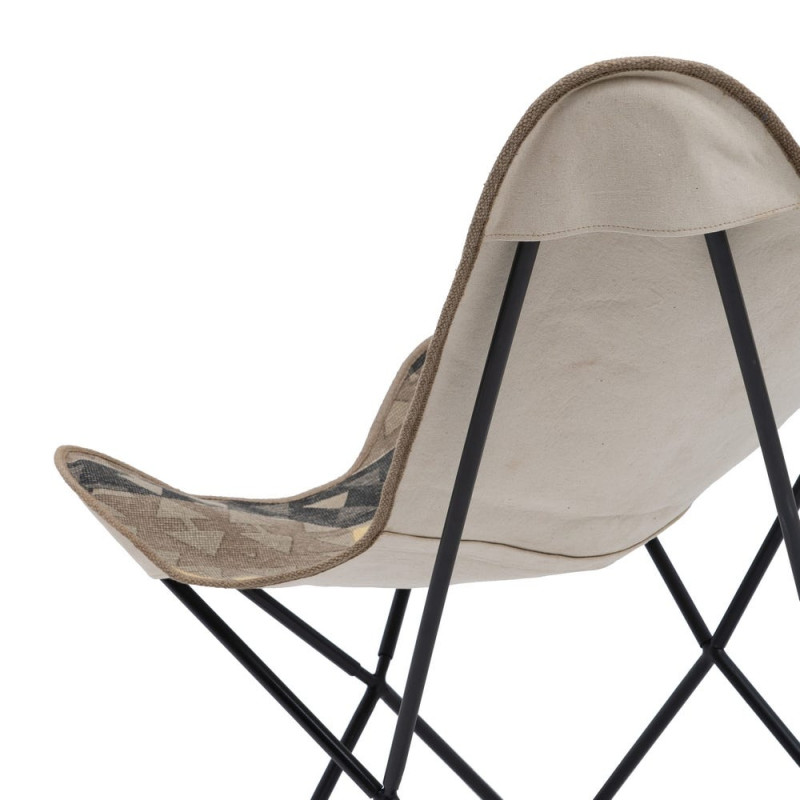 Fauteuil papillon taupe en coton 75x75x95 cm Esmarano Ixia - 10