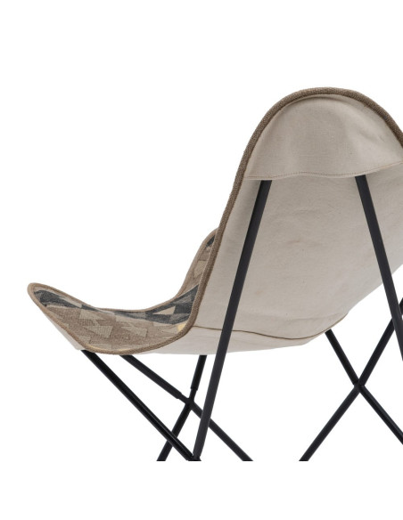 Fauteuil papillon taupe en coton 75x75x95 cm Esmarano Ixia - 10