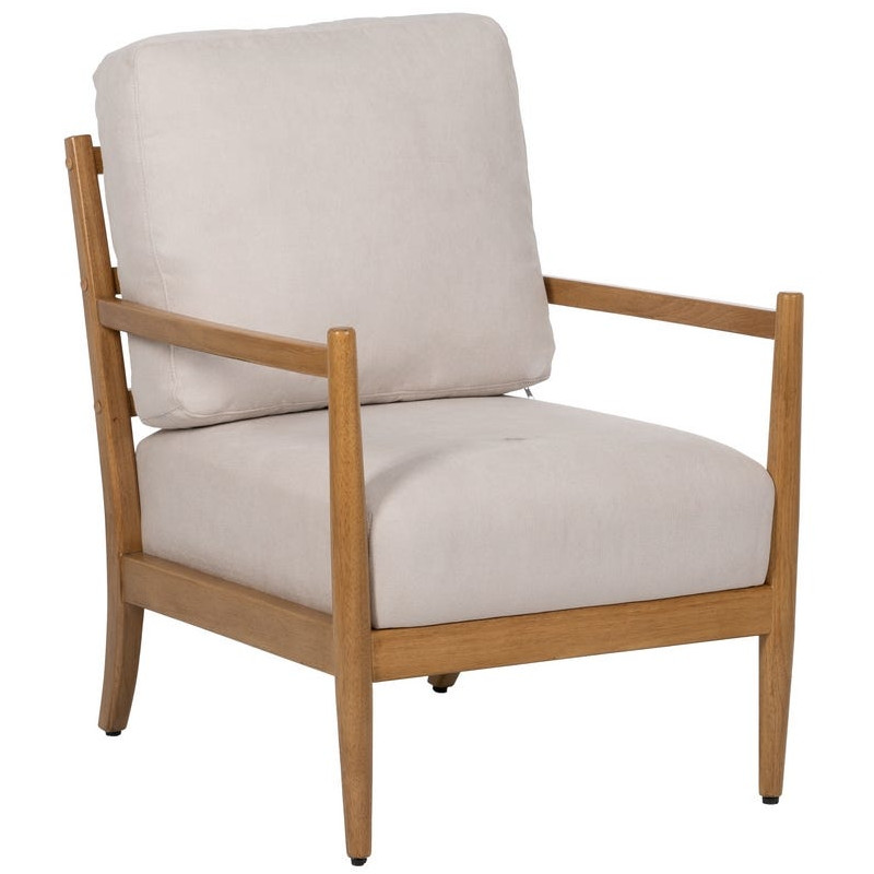 Fauteuil scandinave blanc cassé tissu et bois 65x71x88 cm Tarenano Ixia - 1