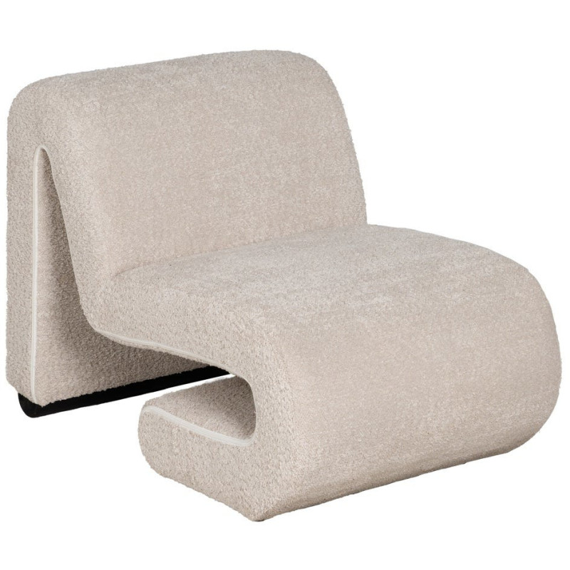 Fauteuil bas bouclette beige 60x90x63 cm Harelero Ixia - 1
