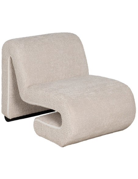 Fauteuil bas bouclette beige 60x90x63 cm Harelero Ixia - 1