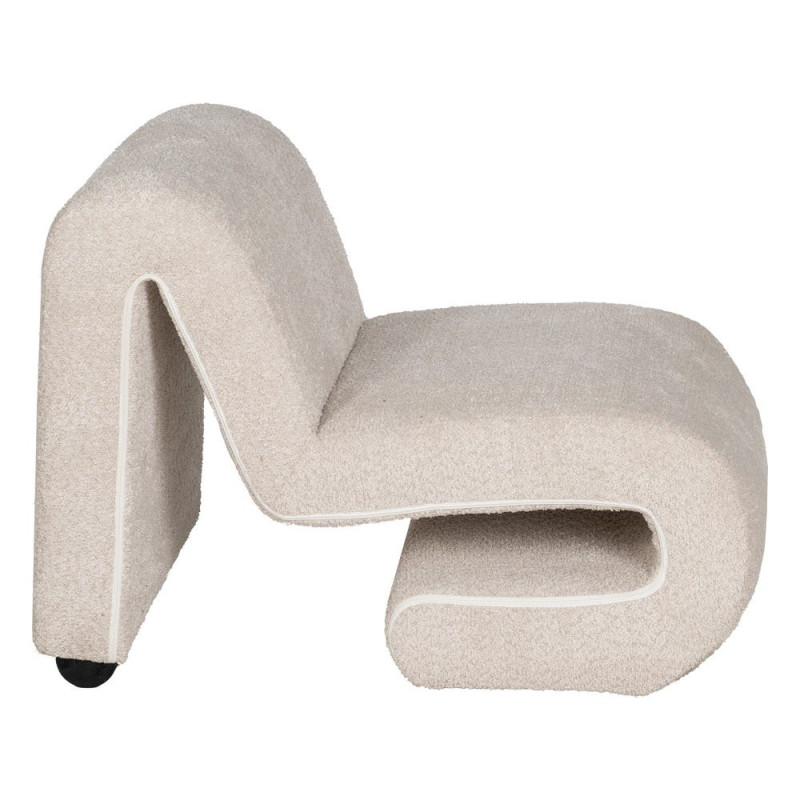 Fauteuil bas bouclette beige 60x90x63 cm Harelero Ixia - 3