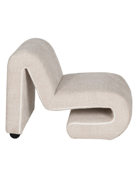 Fauteuil bas bouclette beige 60x90x63 cm Harelero Ixia - 3
