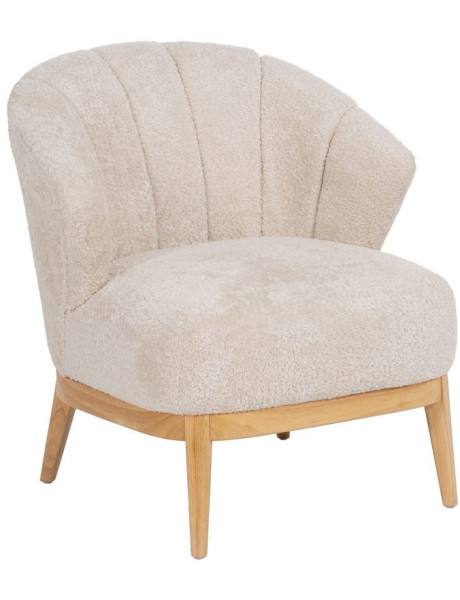 Fauteuil bouclette crème dossier coquille 71x75x76 cm Virenoro Ixia - 1