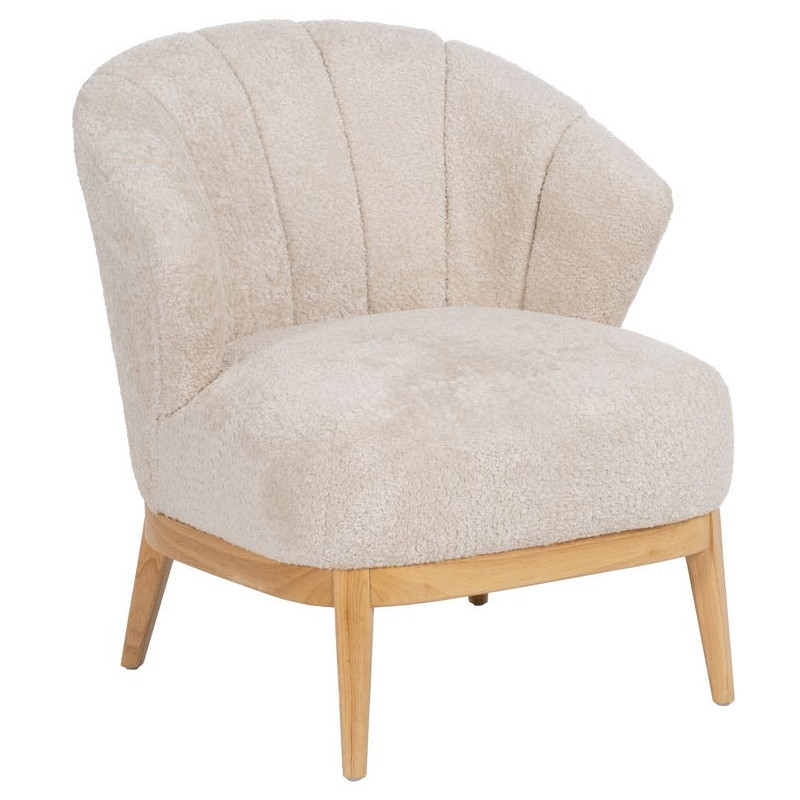 Fauteuil bouclette crème dossier coquille 71x75x76 cm Virenoro Ixia - 1