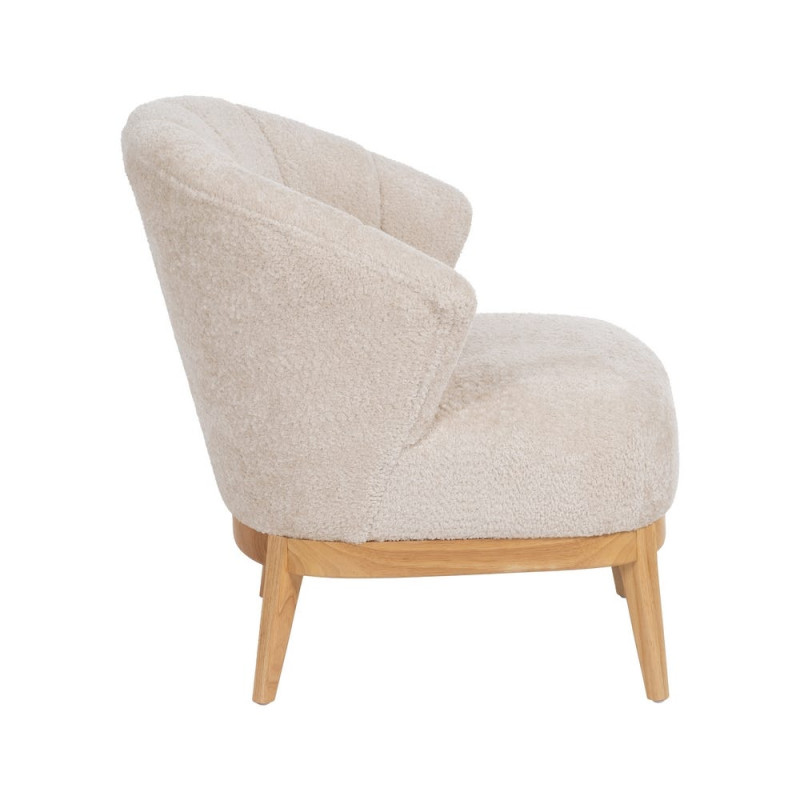 Fauteuil bouclette crème dossier coquille 71x75x76 cm Virenoro Ixia - 3