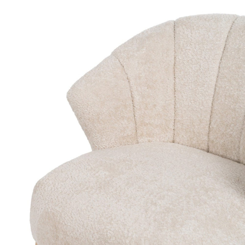 Fauteuil bouclette crème dossier coquille 71x75x76 cm Virenoro Ixia - 7