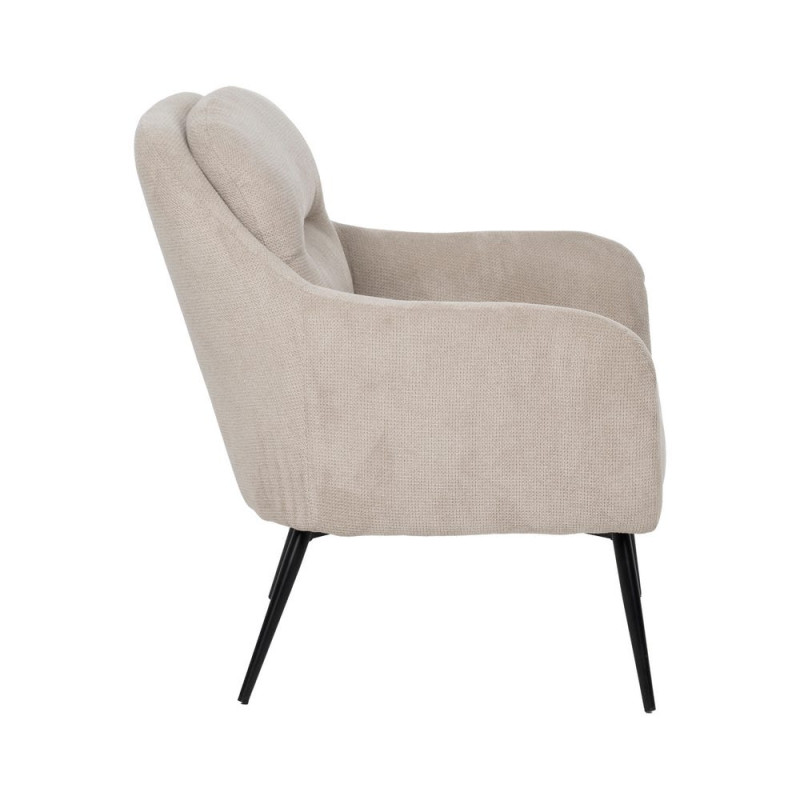 Fauteuil enveloppant beige tissu et métal 69x73x79 cm Gorelivo Ixia - 2