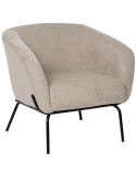 Fauteuil enveloppant beige en tissu et métal noir 77x72x68 cm Lareloro