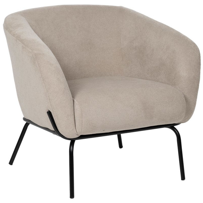 Fauteuil enveloppant beige en tissu et métal noir 77x72x68 cm Lareloro Ixia - 1