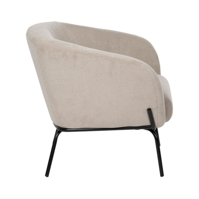 Fauteuil enveloppant beige en tissu et métal noir 77x72x68 cm Lareloro Ixia - 2