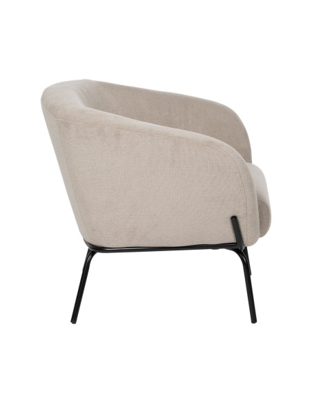 Fauteuil enveloppant beige en tissu et métal noir 77x72x68 cm Lareloro Ixia - 2