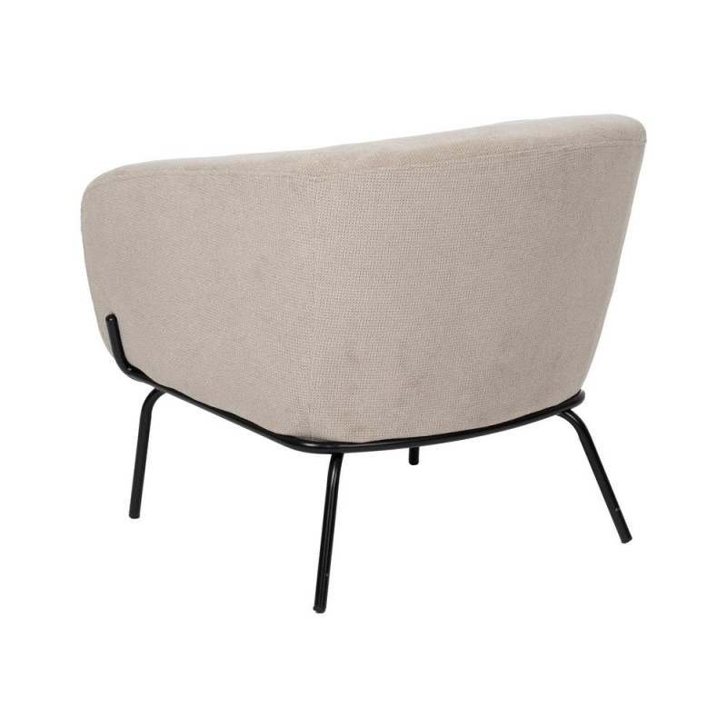 Fauteuil enveloppant beige en tissu et métal noir 77x72x68 cm Lareloro Ixia - 3
