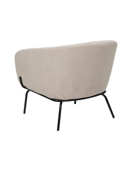 Fauteuil enveloppant beige en tissu et métal noir 77x72x68 cm Lareloro Ixia - 3