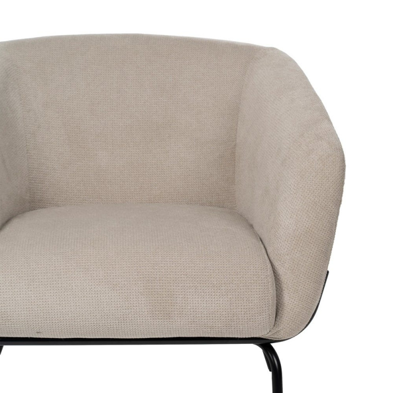 Fauteuil enveloppant beige en tissu et métal noir 77x72x68 cm Lareloro Ixia - 4