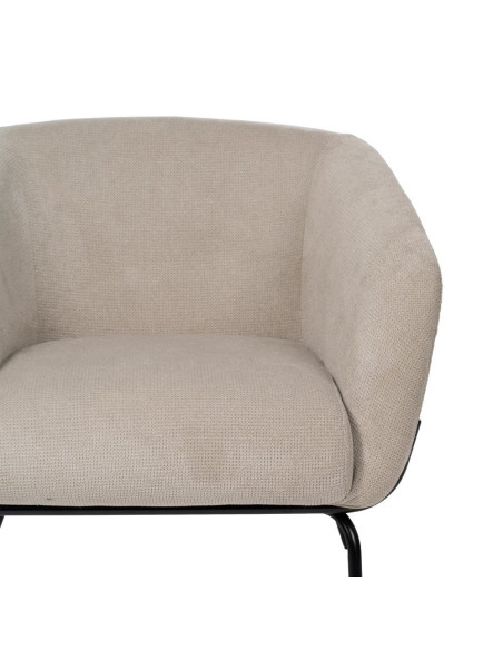 Fauteuil enveloppant beige en tissu et métal noir 77x72x68 cm Lareloro Ixia - 4
