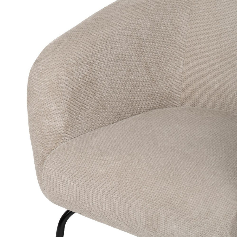 Fauteuil enveloppant beige en tissu et métal noir 77x72x68 cm Lareloro Ixia - 5