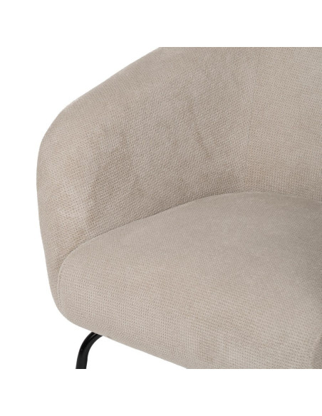 Fauteuil enveloppant beige en tissu et métal noir 77x72x68 cm Lareloro Ixia - 5