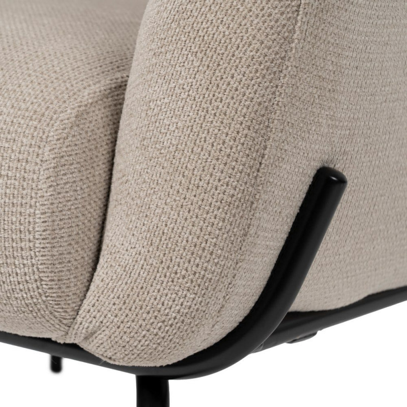 Fauteuil enveloppant beige en tissu et métal noir 77x72x68 cm Lareloro Ixia - 7