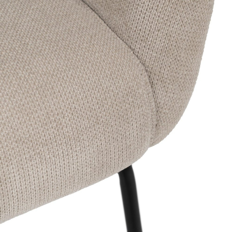 Fauteuil enveloppant beige en tissu et métal noir 77x72x68 cm Lareloro Ixia - 8