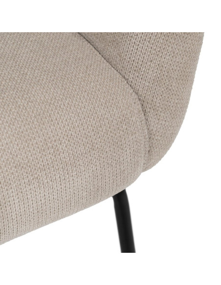 Fauteuil enveloppant beige en tissu et métal noir 77x72x68 cm Lareloro Ixia - 8