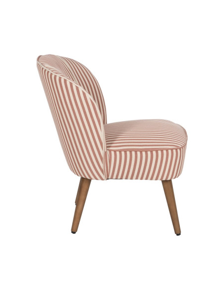 Fauteuil rayé terracotta tissu et hévéa 54x64x73 cm Elarano Ixia - 3