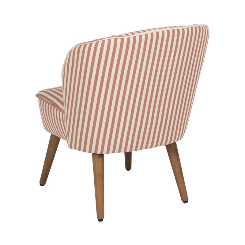 Fauteuil rayé terracotta tissu et hévéa 54x64x73 cm Elarano Ixia - 4