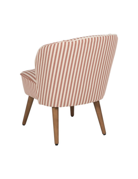 Fauteuil rayé terracotta tissu et hévéa 54x64x73 cm Elarano Ixia - 4