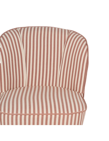 Fauteuil rayé terracotta tissu et hévéa 54x64x73 cm Elarano Ixia - 5