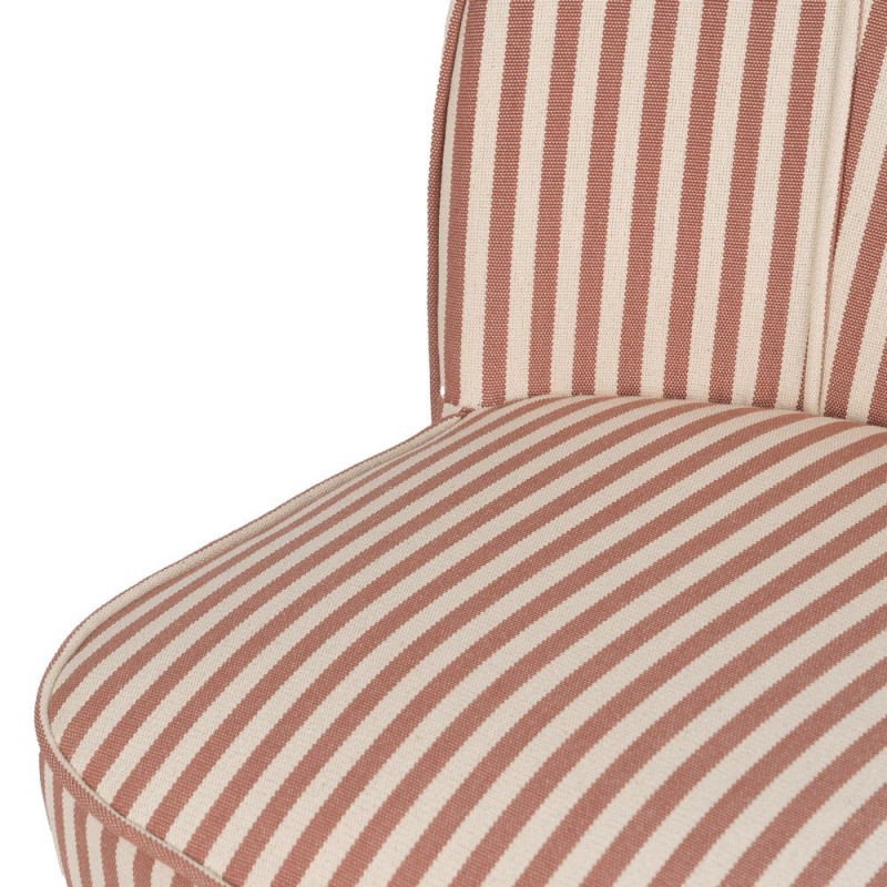 Fauteuil rayé terracotta tissu et hévéa 54x64x73 cm Elarano Ixia - 7
