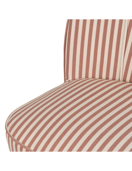 Fauteuil rayé terracotta tissu et hévéa 54x64x73 cm Elarano Ixia - 7