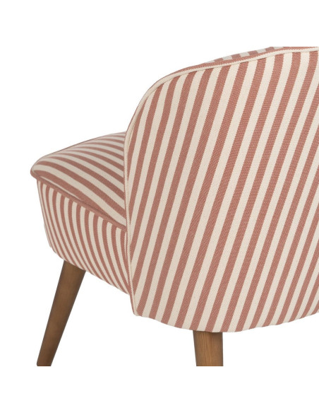 Fauteuil rayé terracotta tissu et hévéa 54x64x73 cm Elarano Ixia - 8