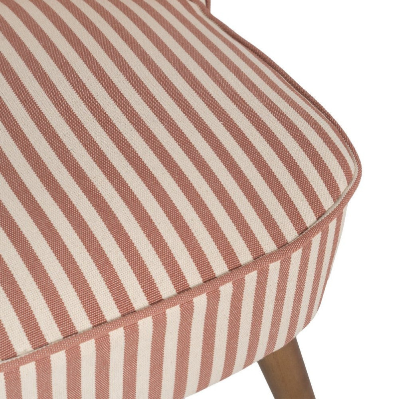Fauteuil rayé terracotta tissu et hévéa 54x64x73 cm Elarano Ixia - 9