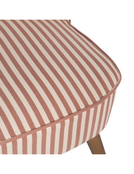 Fauteuil rayé terracotta tissu et hévéa 54x64x73 cm Elarano Ixia - 9