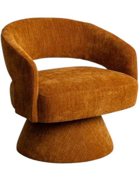 Fauteuil pivotant ocre en tissu 71x68x72 cm Orelivo Ixia - 1