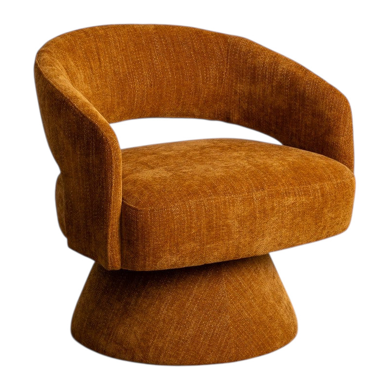 Fauteuil pivotant ocre en tissu 71x68x72 cm Orelivo Ixia - 1