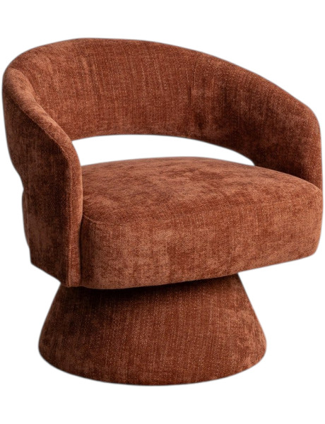 Fauteuil pivotant terracotta en tissu 71x68x72 cm Orelivo Ixia - 1