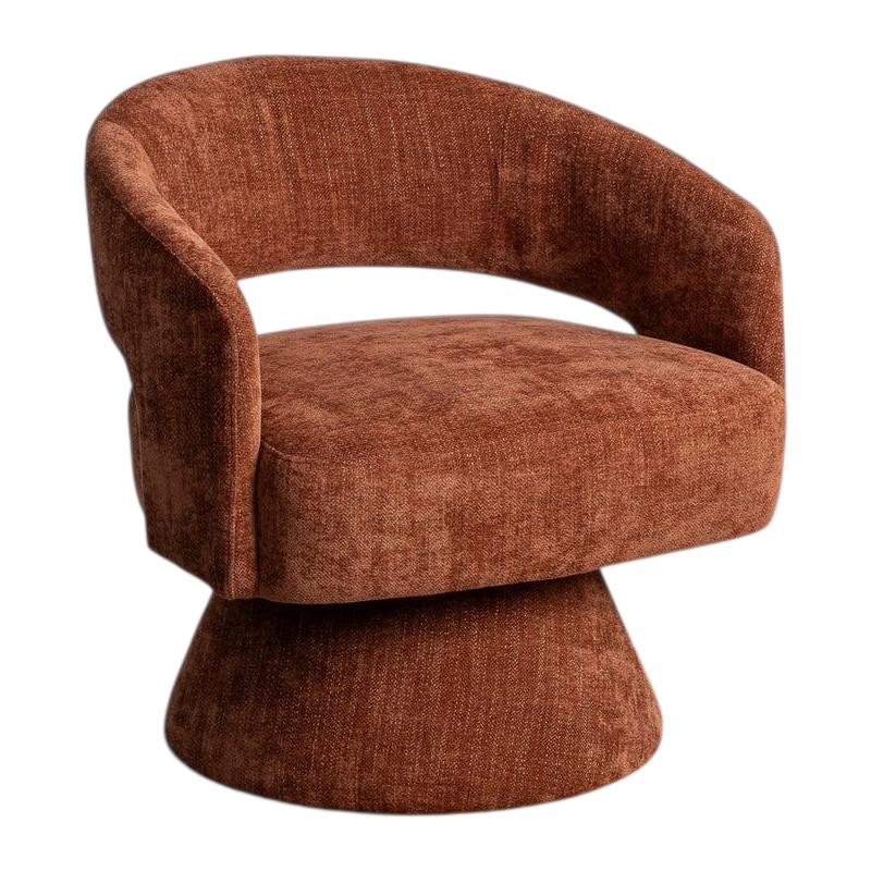 Fauteuil pivotant terracotta en tissu 71x68x72 cm Orelivo Ixia - 1