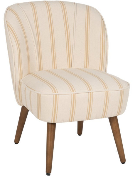 Fauteuil rayé miel et écru bois d’hévéa 54x64x73 cm Parelaro Ixia - 1